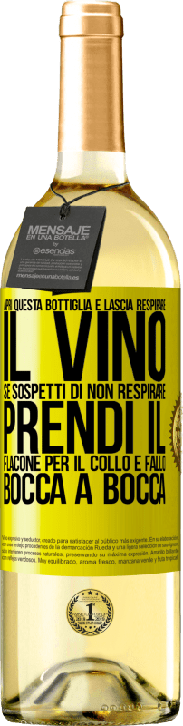 29,95 € Spedizione Gratuita | Vino bianco Edizione WHITE Apri questa bottiglia e lascia respirare il vino. Se sospetti di non respirare, prendi il flacone per il collo e fallo bocca Etichetta Gialla. Etichetta personalizzabile Vino giovane Raccogliere 2024 Verdejo