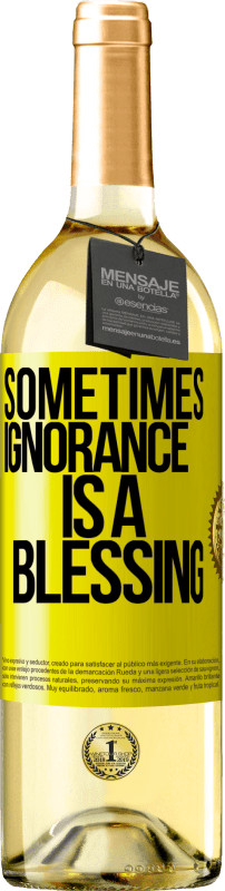 29,95 € 送料無料 | 白ワイン WHITEエディション 時々無知は祝福です 黄色のラベル. カスタマイズ可能なラベル 若いワイン 収穫 2025 Verdejo
