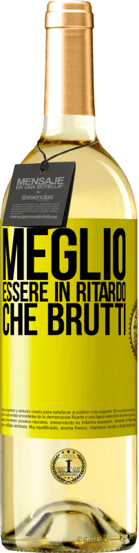 29,95 € Spedizione Gratuita | Vino bianco Edizione WHITE Meglio essere in ritardo che brutti Etichetta Gialla. Etichetta personalizzabile Vino giovane Raccogliere 2024 Verdejo