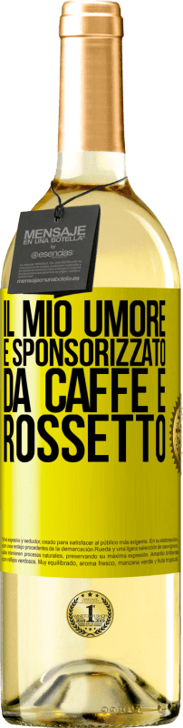 29,95 € Spedizione Gratuita | Vino bianco Edizione WHITE Il mio umore è sponsorizzato da caffè e rossetto Etichetta Gialla. Etichetta personalizzabile Vino giovane Raccogliere 2024 Verdejo