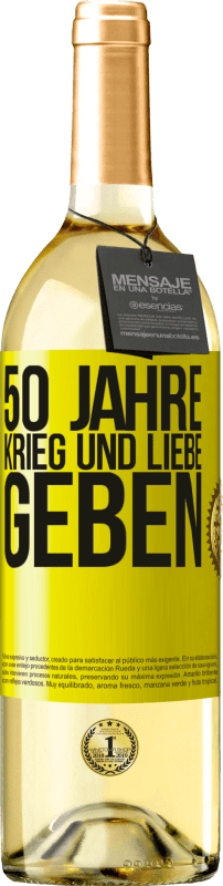 29,95 € Kostenloser Versand | Weißwein WHITE Ausgabe 50 Jahre Krieg und Liebe geben Gelbes Etikett. Anpassbares Etikett Junger Wein Ernte 2024 Verdejo