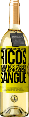 29,95 € Envio grátis | Vinho branco Edição WHITE Os anos quarenta e cinquenta são os mais ricos. Prata nos cabelos, pedras nos rins, açúcar no sangue Etiqueta Amarela. Etiqueta personalizável Vinho jovem Colheita 2025 Verdejo