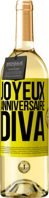 29,95 € Envoi gratuit | Vin blanc Édition WHITE Joyeux anniversaire, Diva Étiquette Jaune. Étiquette personnalisable Vin jeune Récolte 2023 Verdejo