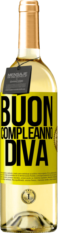 29,95 € Spedizione Gratuita | Vino bianco Edizione WHITE Buon compleanno Diva Etichetta Gialla. Etichetta personalizzabile Vino giovane Raccogliere 2024 Verdejo