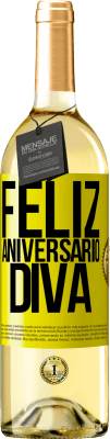 29,95 € Envio grátis | Vinho branco Edição WHITE Feliz aniversário Diva Etiqueta Amarela. Etiqueta personalizável Vinho jovem Colheita 2024 Verdejo