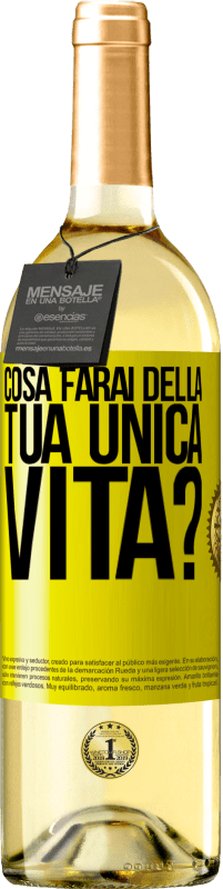 29,95 € Spedizione Gratuita | Vino bianco Edizione WHITE Cosa farai della tua unica vita? Etichetta Gialla. Etichetta personalizzabile Vino giovane Raccogliere 2023 Verdejo