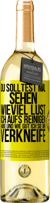 29,95 € Kostenloser Versand | Weißwein WHITE Ausgabe Du solltest mal sehen, wieviel Lust ich aufs Reinigen habe und wie gut ich sie mir verkneife Gelbes Etikett. Anpassbares Etikett Junger Wein Ernte 2024 Verdejo