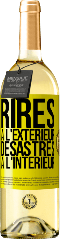 29,95 € Envoi gratuit | Vin blanc Édition WHITE Rires à l'extérieur, désastres à l'intérieur Étiquette Jaune. Étiquette personnalisable Vin jeune Récolte 2023 Verdejo