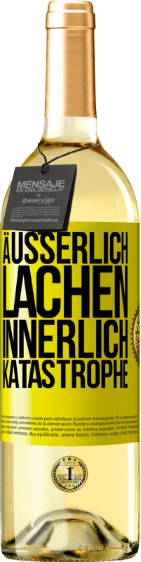 29,95 € Kostenloser Versand | Weißwein WHITE Ausgabe Äußerlich Lachen, innerlich Katastrophe Gelbes Etikett. Anpassbares Etikett Junger Wein Ernte 2023 Verdejo