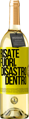 29,95 € Spedizione Gratuita | Vino bianco Edizione WHITE Risate fuori, disastro dentro Etichetta Gialla. Etichetta personalizzabile Vino giovane Raccogliere 2025 Verdejo