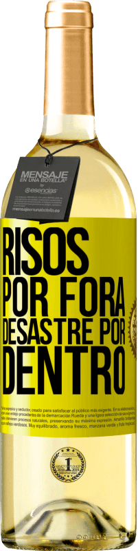 29,95 € Envio grátis | Vinho branco Edição WHITE Risos por fora, desastre por dentro Etiqueta Amarela. Etiqueta personalizável Vinho jovem Colheita 2024 Verdejo