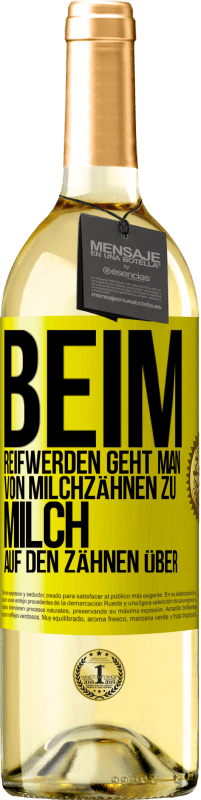 29,95 € Kostenloser Versand | Weißwein WHITE Ausgabe Beim Reifwerden geht man von Milchzähnen zu Milch auf den Zähnen über Gelbes Etikett. Anpassbares Etikett Junger Wein Ernte 2023 Verdejo