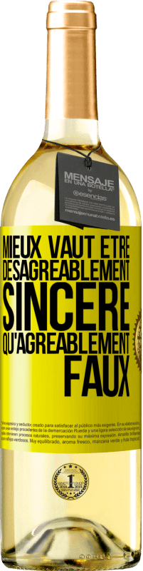 29,95 € Envoi gratuit | Vin blanc Édition WHITE Mieux vaut être désagréablement sincère qu'agréablement faux Étiquette Jaune. Étiquette personnalisable Vin jeune Récolte 2024 Verdejo