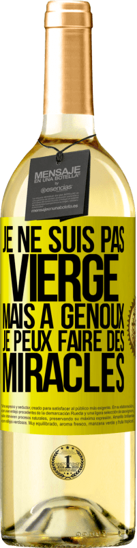 29,95 € Envoi gratuit | Vin blanc Édition WHITE Je ne suis pas vierge, mais à genoux je peux faire des miracles Étiquette Jaune. Étiquette personnalisable Vin jeune Récolte 2023 Verdejo