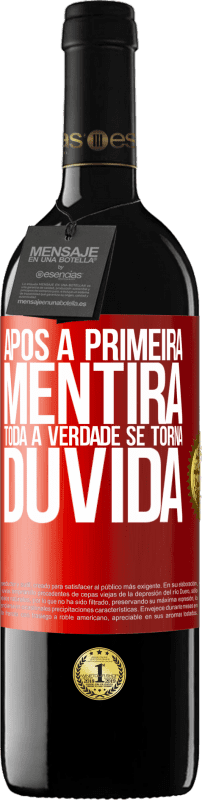 39,95 € Envio grátis | Vinho tinto Edição RED MBE Reserva Após a primeira mentira, toda a verdade se torna dúvida Etiqueta Vermelha. Etiqueta personalizável Reserva 12 Meses Colheita 2015 Tempranillo