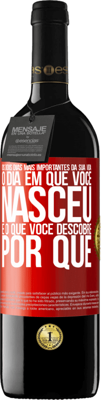 39,95 € Envio grátis | Vinho tinto Edição RED MBE Reserva Os dois dias mais importantes da sua vida: o dia em que você nasceu e o que você descobre por que Etiqueta Vermelha. Etiqueta personalizável Reserva 12 Meses Colheita 2015 Tempranillo