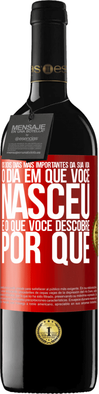 39,95 € Envio grátis | Vinho tinto Edição RED MBE Reserva Os dois dias mais importantes da sua vida: o dia em que você nasceu e o que você descobre por que Etiqueta Vermelha. Etiqueta personalizável Reserva 12 Meses Colheita 2016 Tempranillo