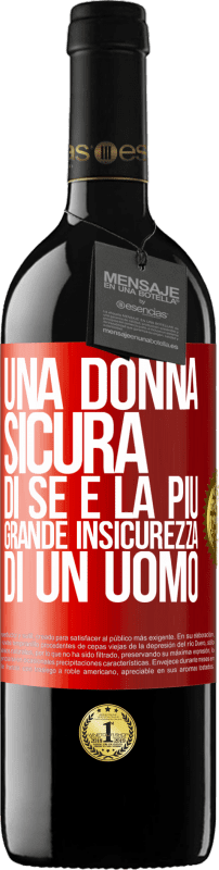 39,95 € Spedizione Gratuita | Vino rosso Edizione RED MBE Riserva Una donna sicura di sé è la più grande insicurezza di un uomo Etichetta Rossa. Etichetta personalizzabile Riserva 12 Mesi Raccogliere 2016 Tempranillo