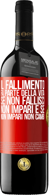 39,95 € Spedizione Gratuita | Vino rosso Edizione RED MBE Riserva Il fallimento fa parte della vita. Se non fallisci, non impari e se non impari non cambi Etichetta Rossa. Etichetta personalizzabile Riserva 12 Mesi Raccogliere 2015 Tempranillo