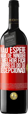 39,95 € Envio grátis | Vinho tinto Edição RED MBE Reserva Não espere nada de ninguém. É melhor ficar surpreso do que decepcionado Etiqueta Vermelha. Etiqueta personalizável Reserva 12 Meses Colheita 2016 Tempranillo