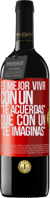 39,95 € Envío gratis | Vino Tinto Edición RED MBE Reserva Es mejor vivir con un Te acuerdas que con un Te imaginas Etiqueta Roja. Etiqueta personalizable Reserva 12 Meses Cosecha 2015 Tempranillo