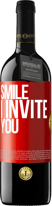 39,95 € Free Shipping | Red Wine RED Edition MBE Reserve Smile I invite you Red Label. Customizable label Reserve 12 Months Harvest 2015 Tempranillo