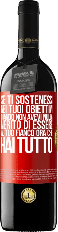 39,95 € Spedizione Gratuita | Vino rosso Edizione RED MBE Riserva Se ti sostenessi nei tuoi obiettivi quando non avevi nulla, merito di essere al tuo fianco ora che hai tutto Etichetta Rossa. Etichetta personalizzabile Riserva 12 Mesi Raccogliere 2015 Tempranillo