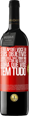 39,95 € Envio grátis | Vinho tinto Edição RED MBE Reserva Se eu apoiei você em seus objetivos quando você não tinha nada, mereço estar ao seu lado agora que você tem tudo Etiqueta Vermelha. Etiqueta personalizável Reserva 12 Meses Colheita 2014 Tempranillo