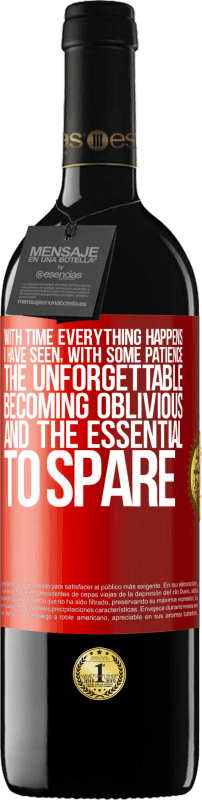 39,95 € Free Shipping | Red Wine RED Edition MBE Reserve With time everything happens. I have seen, with some patience, the unforgettable becoming oblivious, and the essential to Red Label. Customizable label Reserve 12 Months Harvest 2016 Tempranillo