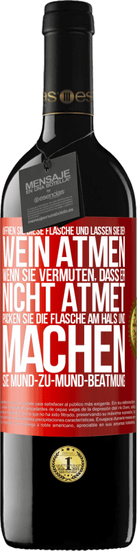 39,95 € Kostenloser Versand | Rotwein RED Ausgabe MBE Reserve Öffnen Sie diese Flasche und lassen Sie den Wein atmen. Wenn Sie vermuten, dass er nicht atmet, packen Sie die Flasche am Hals u Rote Markierung. Anpassbares Etikett Reserve 12 Monate Ernte 2015 Tempranillo