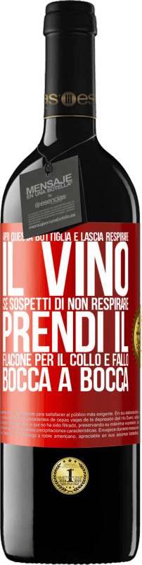 39,95 € Spedizione Gratuita | Vino rosso Edizione RED MBE Riserva Apri questa bottiglia e lascia respirare il vino. Se sospetti di non respirare, prendi il flacone per il collo e fallo bocca Etichetta Rossa. Etichetta personalizzabile Riserva 12 Mesi Raccogliere 2015 Tempranillo