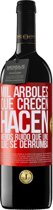 39,95 € Envío gratis | Vino Tinto Edición RED MBE Reserva Mil árboles que crecen hacen menos ruido que uno que se derrumba Etiqueta Roja. Etiqueta personalizable Reserva 12 Meses Cosecha 2016 Tempranillo