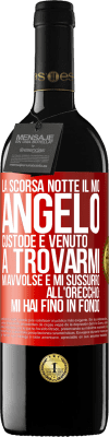 39,95 € Spedizione Gratuita | Vino rosso Edizione RED MBE Riserva La scorsa notte il mio angelo custode è venuto a trovarmi. Mi avvolse e mi sussurrò all'orecchio: mi hai fino in fondo Etichetta Rossa. Etichetta personalizzabile Riserva 12 Mesi Raccogliere 2014 Tempranillo