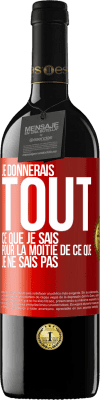 39,95 € Envoi gratuit | Vin rouge Édition RED MBE Réserve Je donnerais tout ce que je sais pour la moitié de ce que je ne sais pas Étiquette Rouge. Étiquette personnalisable Réserve 12 Mois Récolte 2015 Tempranillo