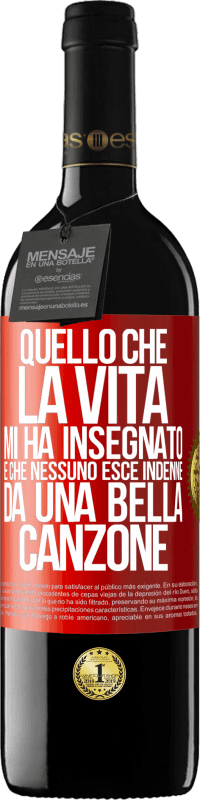 39,95 € Spedizione Gratuita | Vino rosso Edizione RED MBE Riserva Quello che la vita mi ha insegnato è che nessuno esce indenne da una bella canzone Etichetta Rossa. Etichetta personalizzabile Riserva 12 Mesi Raccogliere 2015 Tempranillo