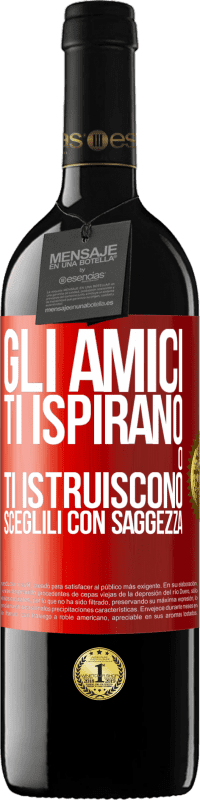 39,95 € Spedizione Gratuita | Vino rosso Edizione RED MBE Riserva Gli amici ti ispirano o ti istruiscono. Sceglili con saggezza Etichetta Rossa. Etichetta personalizzabile Riserva 12 Mesi Raccogliere 2016 Tempranillo