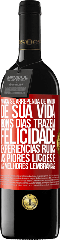 39,95 € Envio grátis | Vinho tinto Edição RED MBE Reserva Nunca se arrependa de um dia de sua vida. Bons dias trazem felicidade, experiências ruins, as piores lições e as melhores Etiqueta Vermelha. Etiqueta personalizável Reserva 12 Meses Colheita 2015 Tempranillo