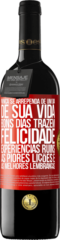 39,95 € Envio grátis | Vinho tinto Edição RED MBE Reserva Nunca se arrependa de um dia de sua vida. Bons dias trazem felicidade, experiências ruins, as piores lições e as melhores Etiqueta Vermelha. Etiqueta personalizável Reserva 12 Meses Colheita 2016 Tempranillo