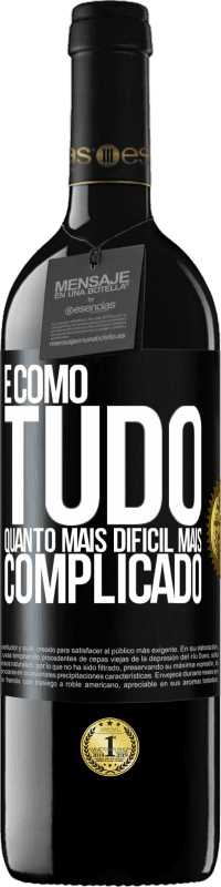 39,95 € Envio grátis | Vinho tinto Edição RED MBE Reserva É como tudo, quanto mais difícil, mais complicado Etiqueta Preta. Etiqueta personalizável Reserva 12 Meses Colheita 2015 Tempranillo