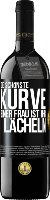 39,95 € Kostenloser Versand | Rotwein RED Ausgabe MBE Reserve Die schönste Kurve einer Frau ist ihr Lächeln Schwarzes Etikett. Anpassbares Etikett Reserve 12 Monate Ernte 2015 Tempranillo