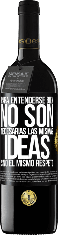 39,95 € Envío gratis | Vino Tinto Edición RED MBE Reserva Para entenderse bien no son necesarias las mismas ideas, sino el mismo respeto Etiqueta Negra. Etiqueta personalizable Reserva 12 Meses Cosecha 2015 Tempranillo