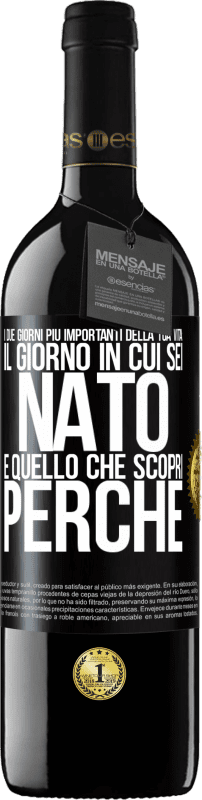 39,95 € Spedizione Gratuita | Vino rosso Edizione RED MBE Riserva I due giorni più importanti della tua vita: il giorno in cui sei nato e quello che scopri perché Etichetta Nera. Etichetta personalizzabile Riserva 12 Mesi Raccogliere 2015 Tempranillo