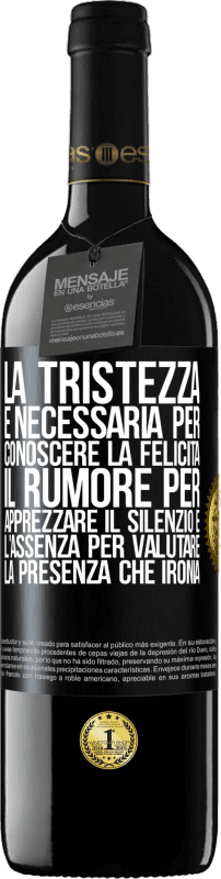 39,95 € Spedizione Gratuita | Vino rosso Edizione RED MBE Riserva La tristezza è necessaria per conoscere la felicità, il rumore per apprezzare il silenzio e l'assenza per valutare la Etichetta Nera. Etichetta personalizzabile Riserva 12 Mesi Raccogliere 2015 Tempranillo