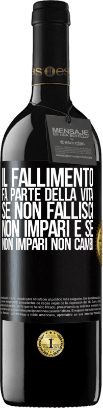 39,95 € Spedizione Gratuita | Vino rosso Edizione RED MBE Riserva Il fallimento fa parte della vita. Se non fallisci, non impari e se non impari non cambi Etichetta Nera. Etichetta personalizzabile Riserva 12 Mesi Raccogliere 2015 Tempranillo