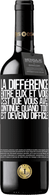 39,95 € Envoi gratuit | Vin rouge Édition RED MBE Réserve La différence entre eux et vous, c'est que vous avez continué quand tout est devenu difficile Étiquette Noire. Étiquette personnalisable Réserve 12 Mois Récolte 2016 Tempranillo