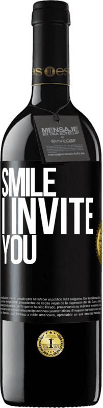 39,95 € Free Shipping | Red Wine RED Edition MBE Reserve Smile I invite you Black Label. Customizable label Reserve 12 Months Harvest 2014 Tempranillo