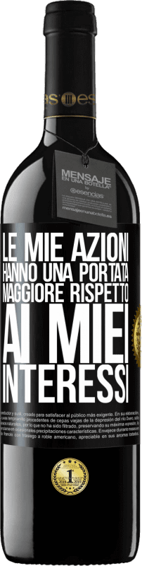 39,95 € Spedizione Gratuita | Vino rosso Edizione RED MBE Riserva Le mie azioni hanno una portata maggiore rispetto ai miei interessi Etichetta Nera. Etichetta personalizzabile Riserva 12 Mesi Raccogliere 2015 Tempranillo