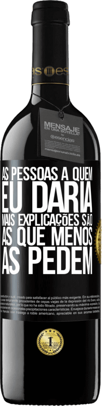 39,95 € Envio grátis | Vinho tinto Edição RED MBE Reserva As pessoas a quem eu daria mais explicações são as que menos as pedem Etiqueta Preta. Etiqueta personalizável Reserva 12 Meses Colheita 2015 Tempranillo