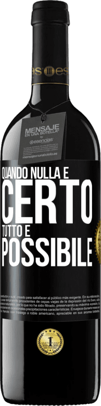 39,95 € Spedizione Gratuita | Vino rosso Edizione RED MBE Riserva Quando nulla è certo, tutto è possibile Etichetta Nera. Etichetta personalizzabile Riserva 12 Mesi Raccogliere 2015 Tempranillo