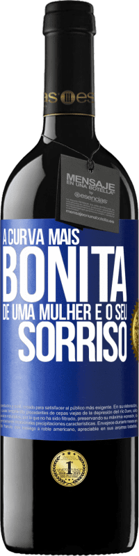 39,95 € Envio grátis | Vinho tinto Edição RED MBE Reserva A curva mais bonita de uma mulher é o seu sorriso Etiqueta Azul. Etiqueta personalizável Reserva 12 Meses Colheita 2016 Tempranillo